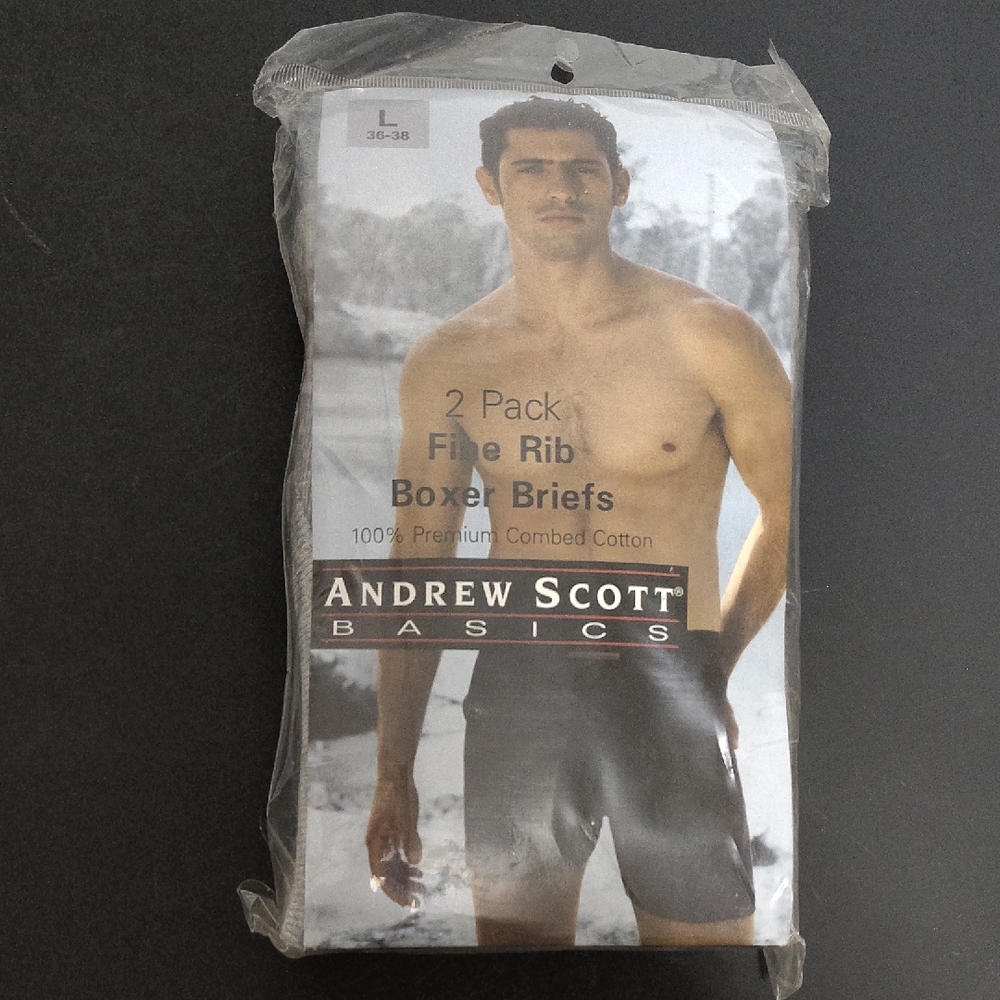 2 Pack Fine Rib Boxer Briefs Andrew Scott Size 36-38